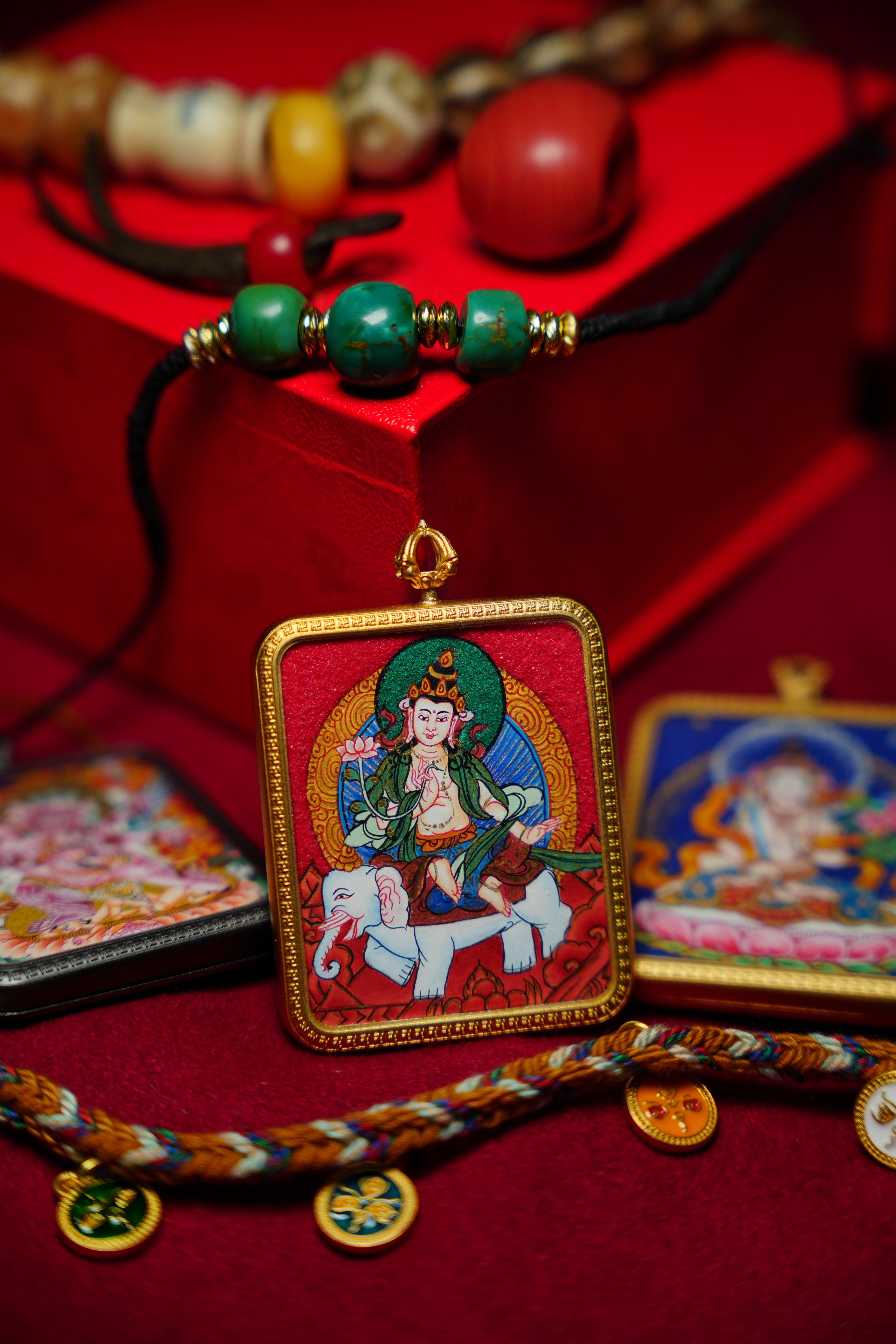 Buddha Trace Tibetan Samantabhadra elephant Thangka Buddha Trace