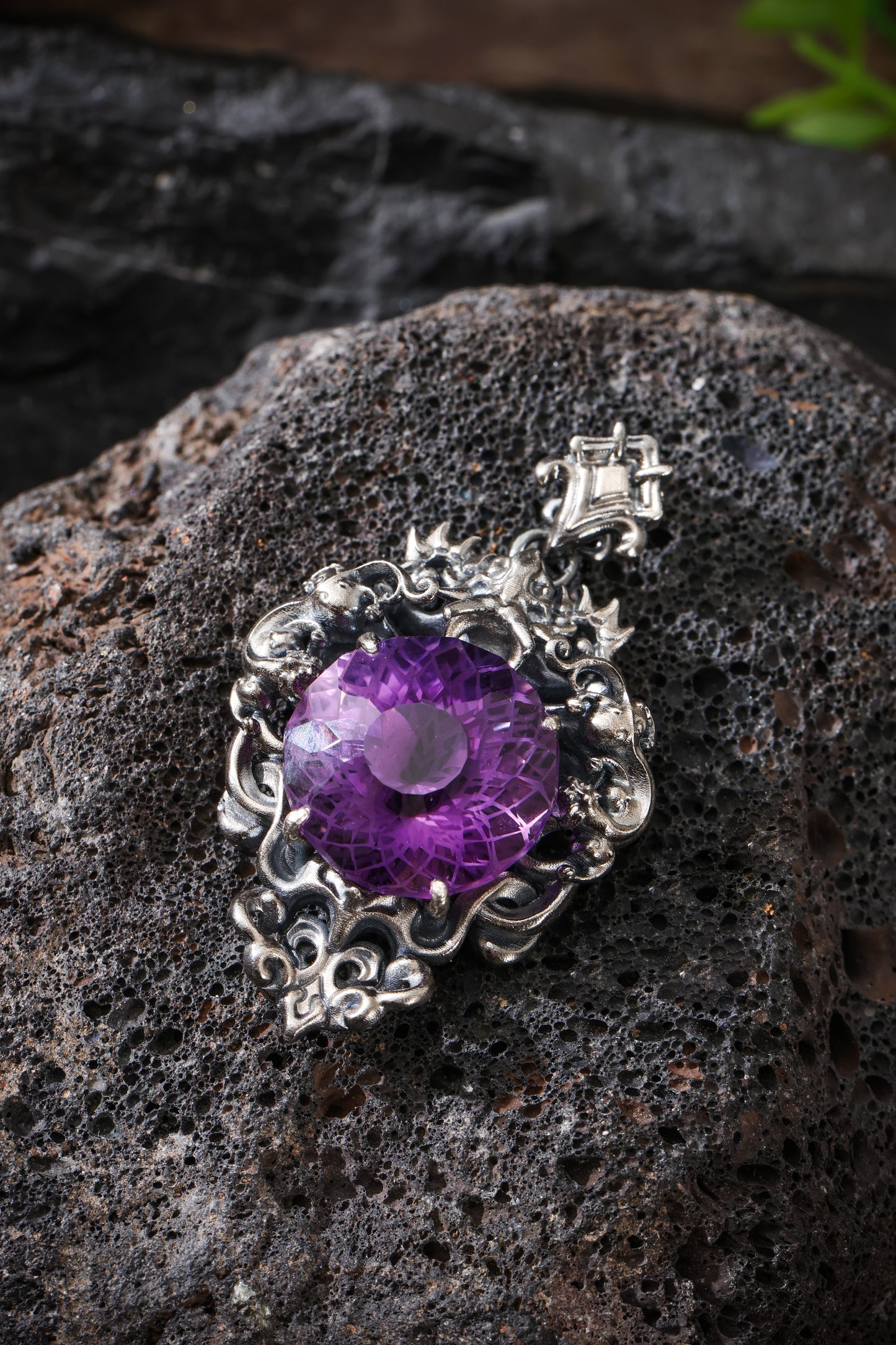 Buddha Trace Sterling Silver Amethyst Dragon Pendant Buddha Trace