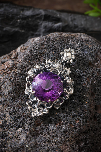 Buddha Trace Sterling Silver Amethyst Dragon Pendant Buddha Trace