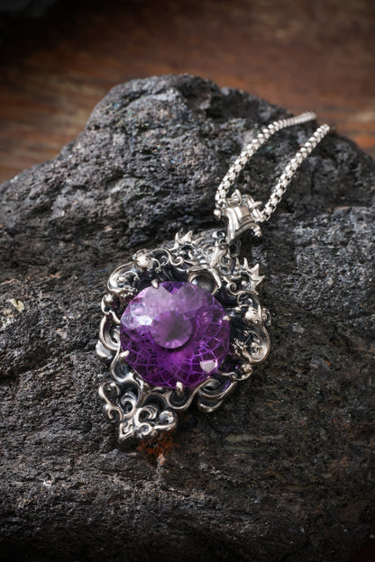 Buddha Trace Sterling Silver Amethyst Dragon Pendant Buddha Trace