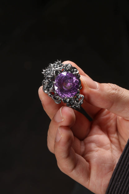 Buddha Trace Sterling Silver Amethyst Dragon Pendant Buddha Trace