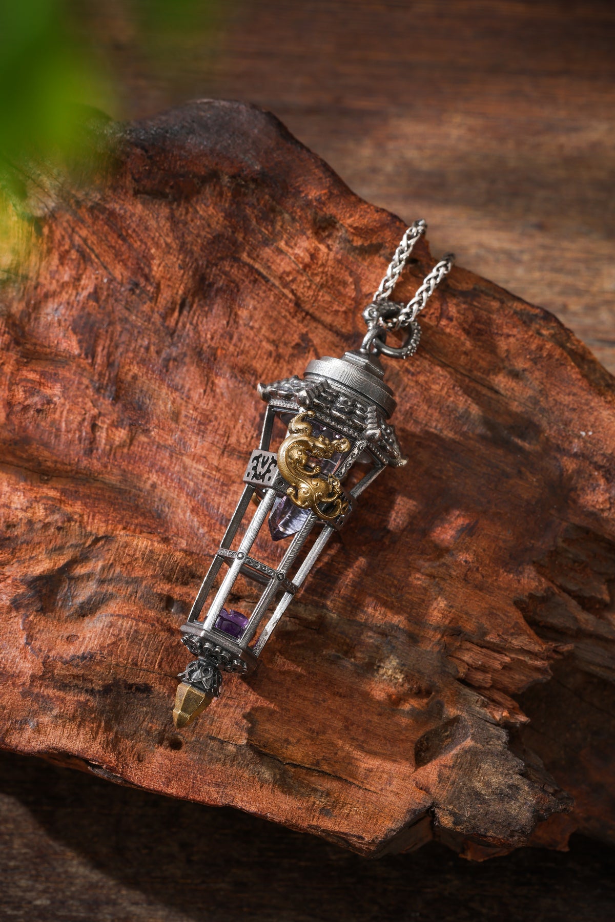 Sterling Silver Amethyst Pavilion Pendant Buddha Trace