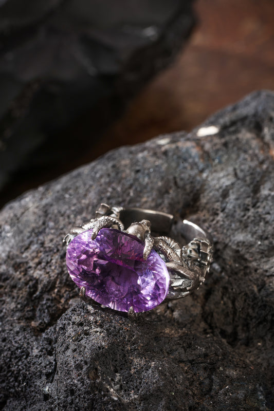 Buddha Trace Sterling Silver Amethyst Witch Ring Buddha Trace