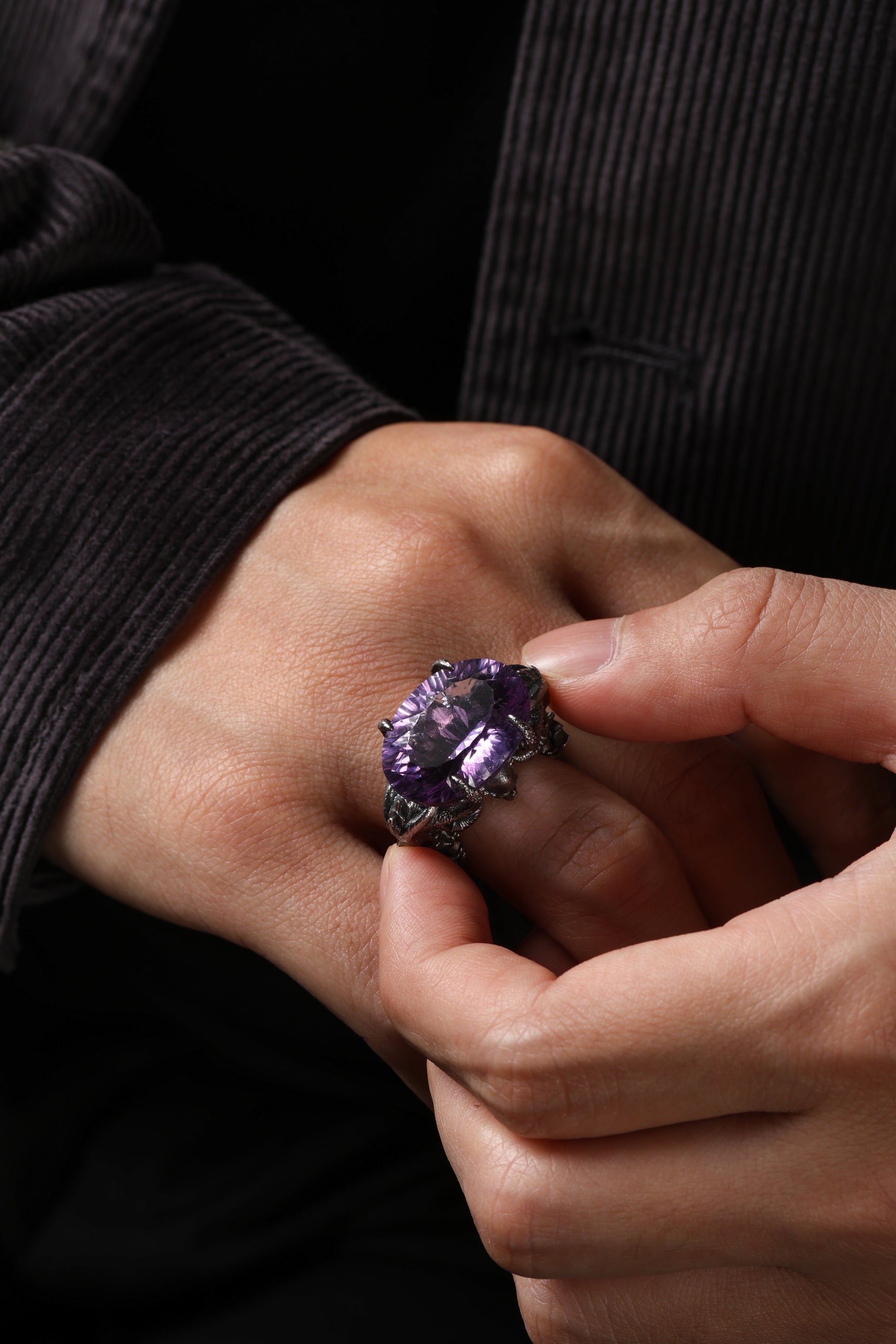 Buddha Trace Sterling Silver Amethyst Witch Ring Buddha Trace