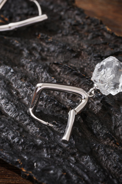 Sterling Silver Clear Quartz Earrings Buddha Trace
