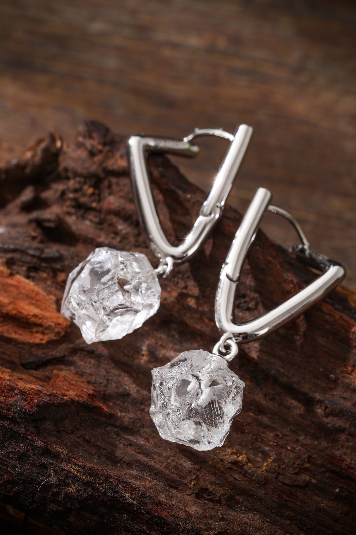 Sterling Silver Clear Quartz Earrings Buddha Trace