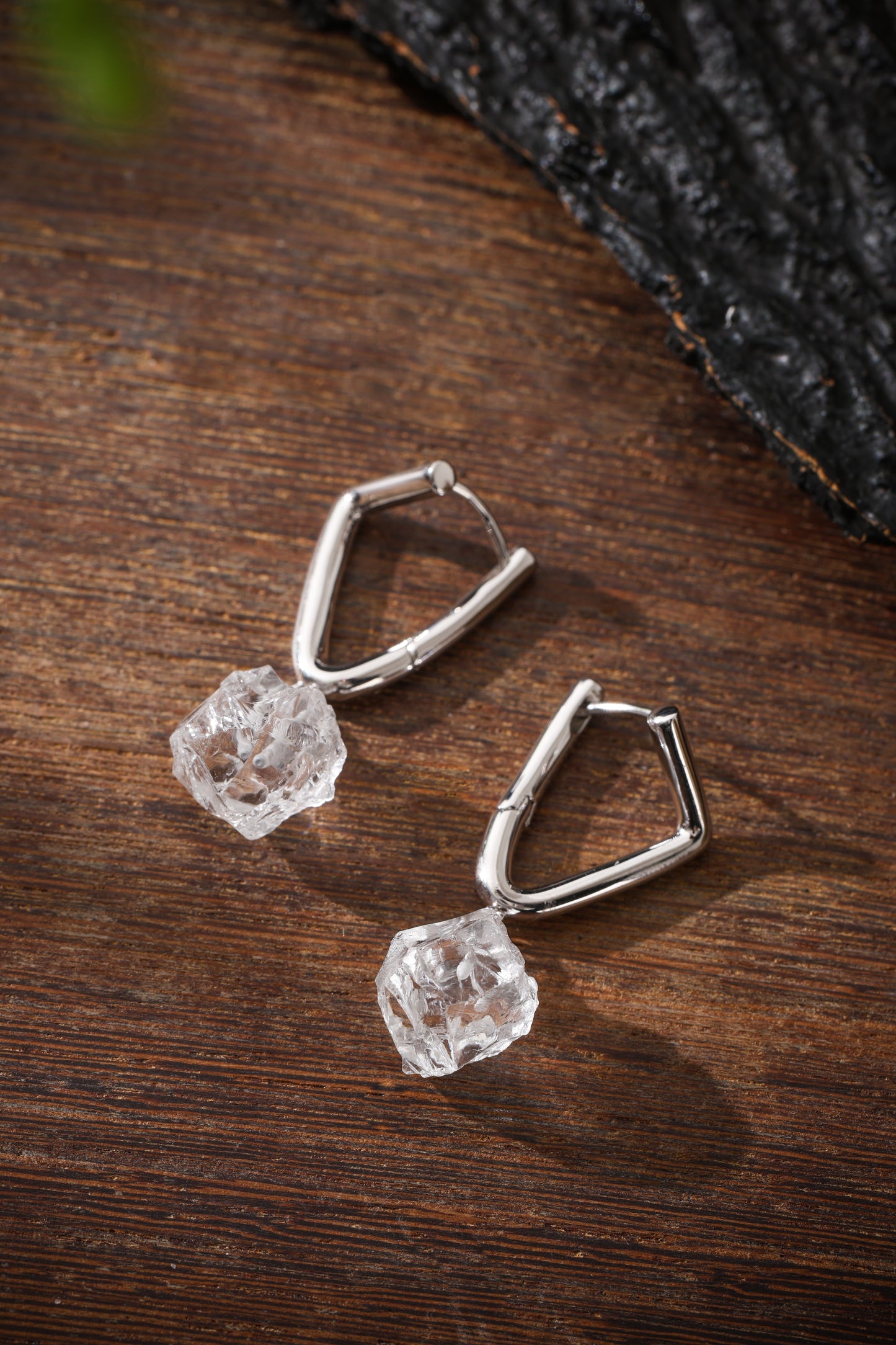 Sterling Silver Clear Quartz Earrings Buddha Trace