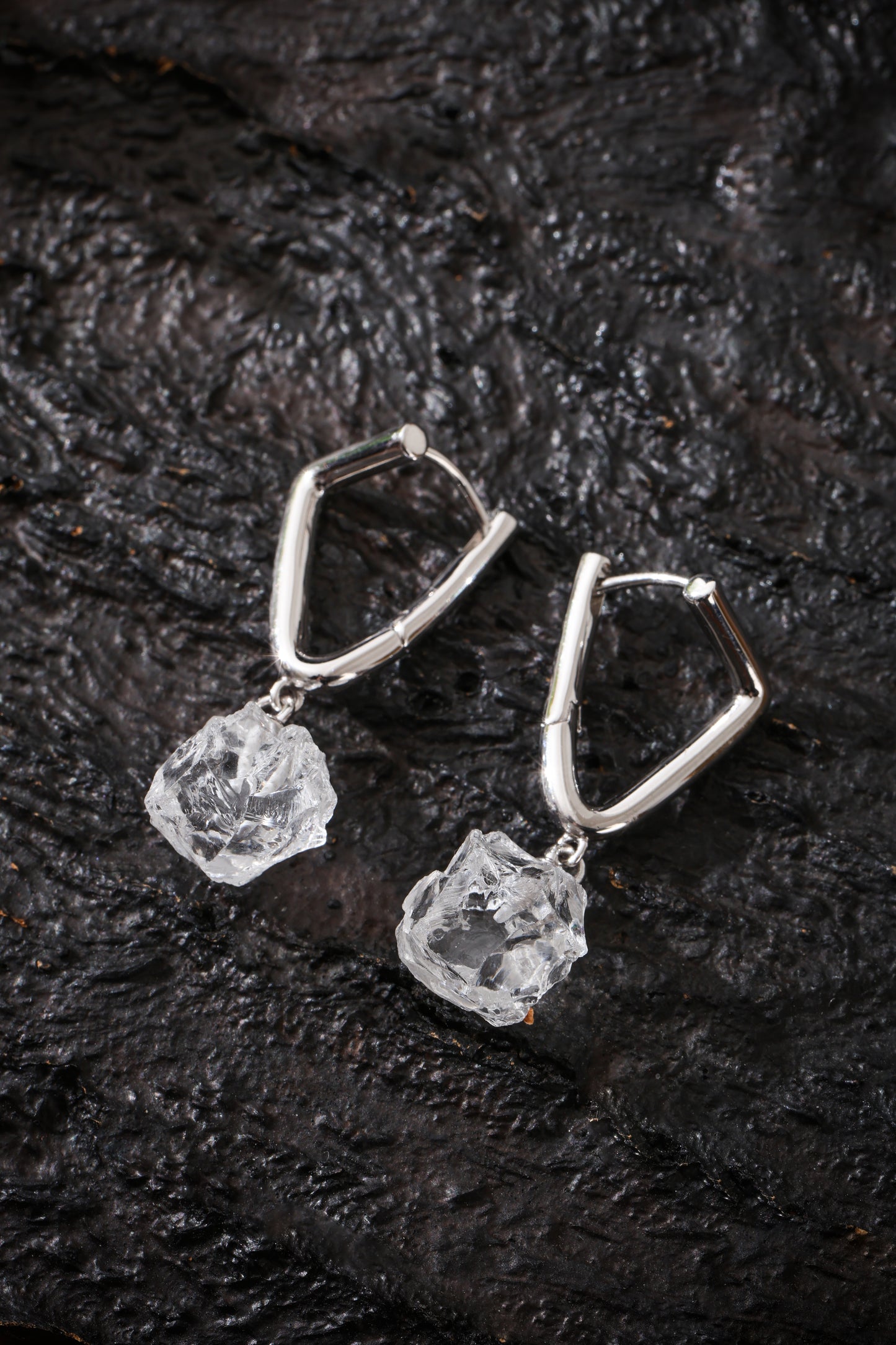 Sterling Silver Clear Quartz Earrings Buddha Trace