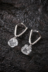 Sterling Silver Clear Quartz Earrings Buddha Trace