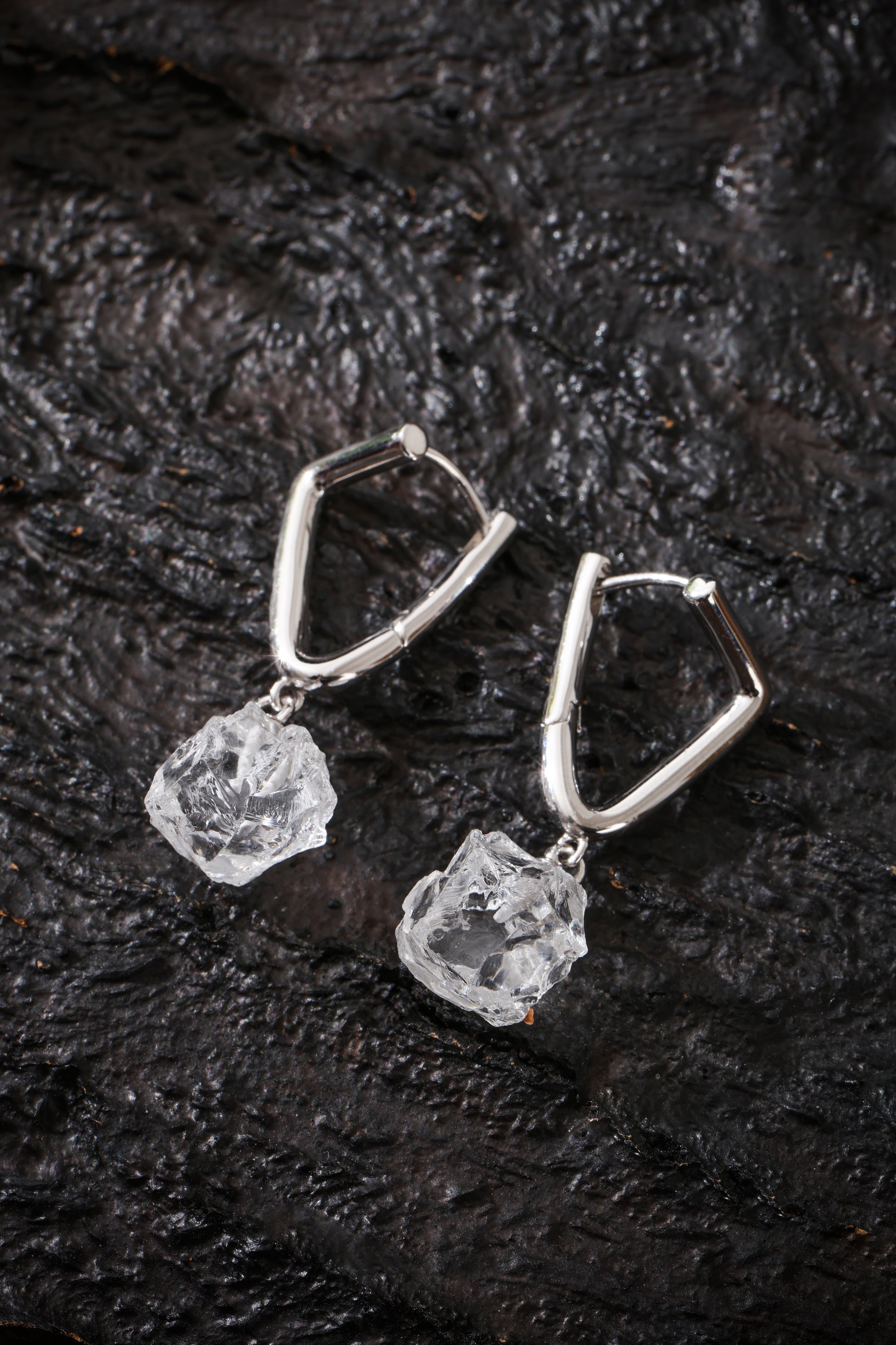 Sterling Silver Clear Quartz Earrings Buddha Trace