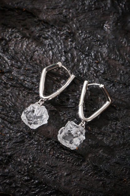Sterling Silver Clear Quartz Earrings Buddha Trace