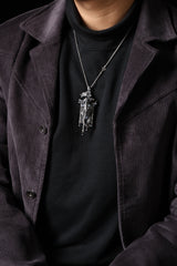 Sterling Silver Dragon Climbing the Ancient Wall Pendant Buddha Trace