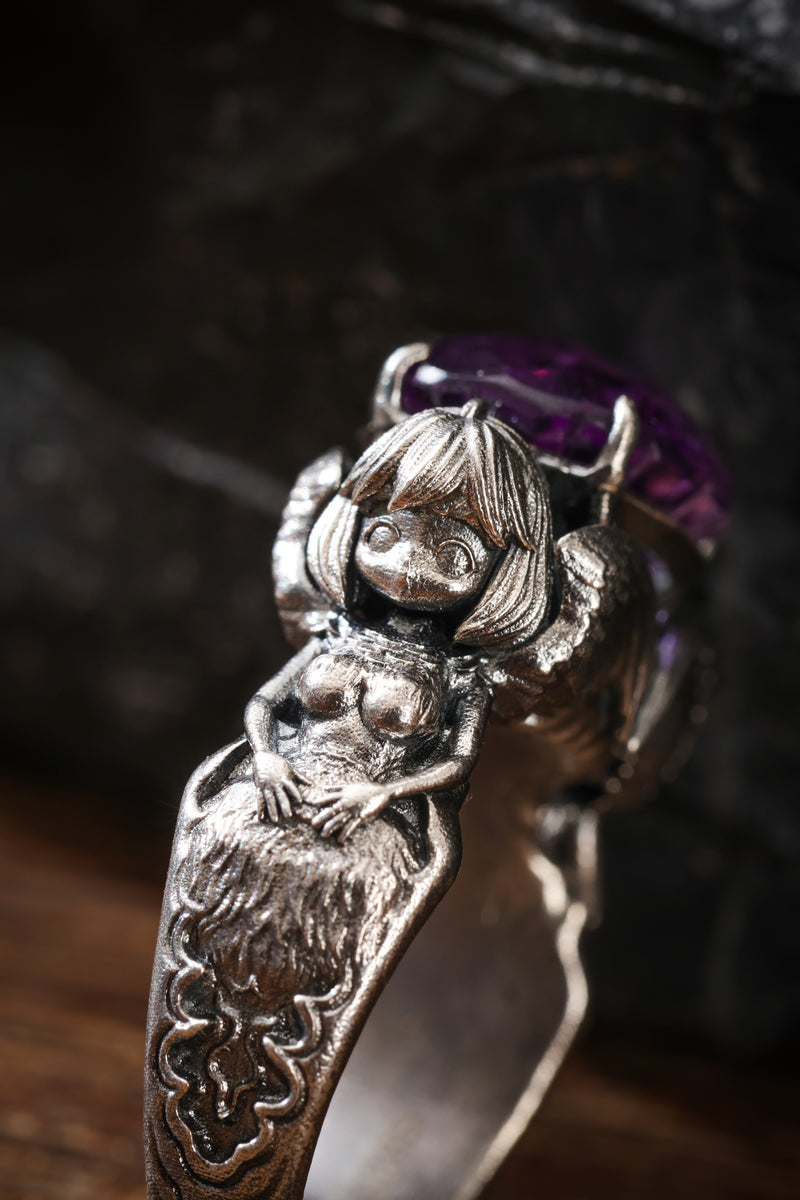 Buddha Trace Sterling Silver Falin Amethyst Ring Buddha Trace