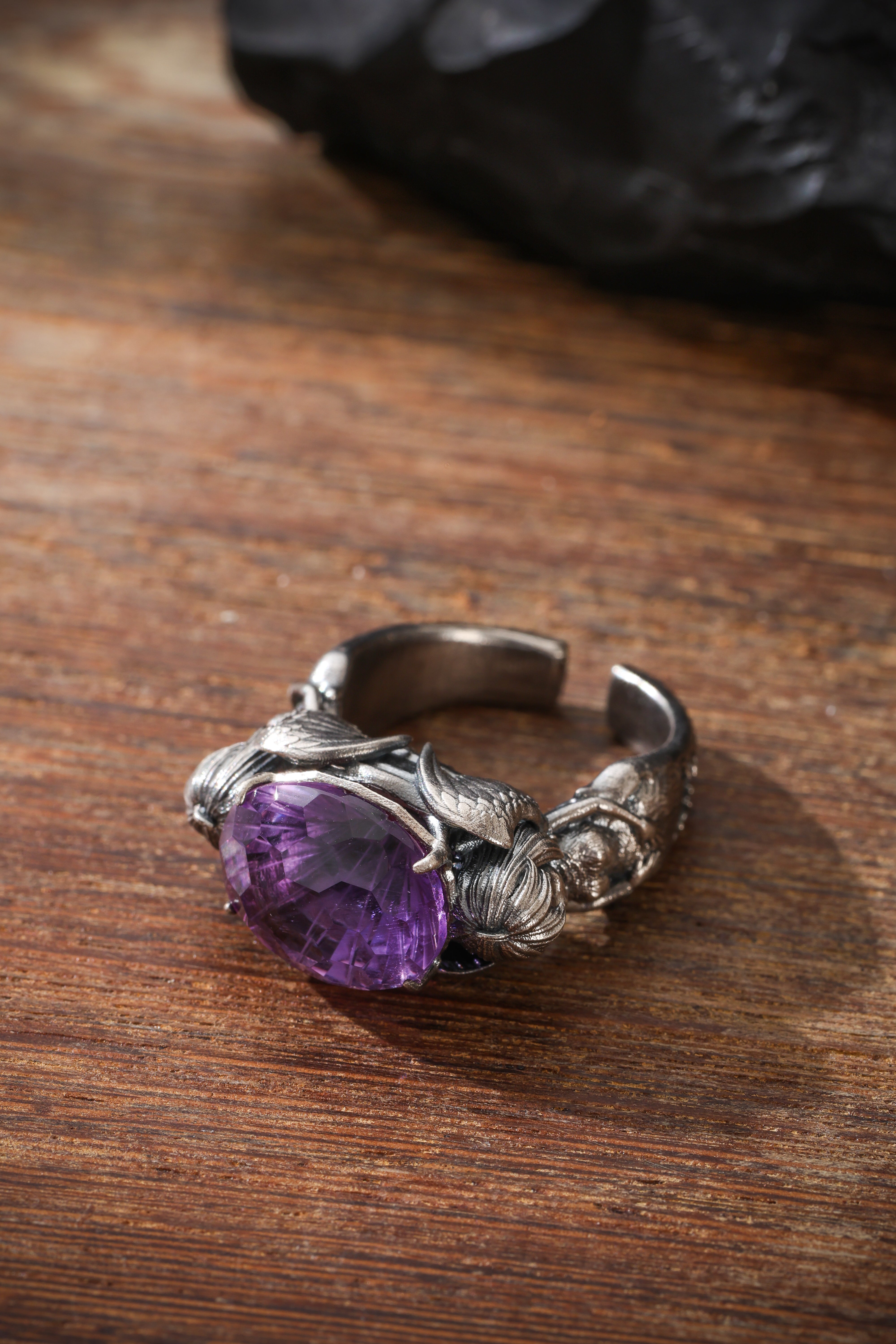 Buddha Trace Sterling Silver Falin Amethyst Ring Buddha Trace