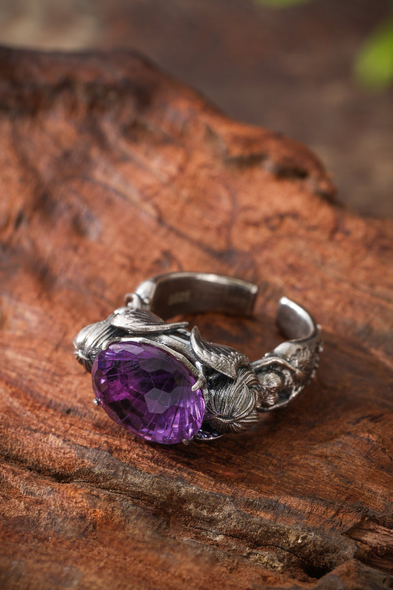 Buddha Trace Sterling Silver Falin Amethyst Ring Buddha Trace