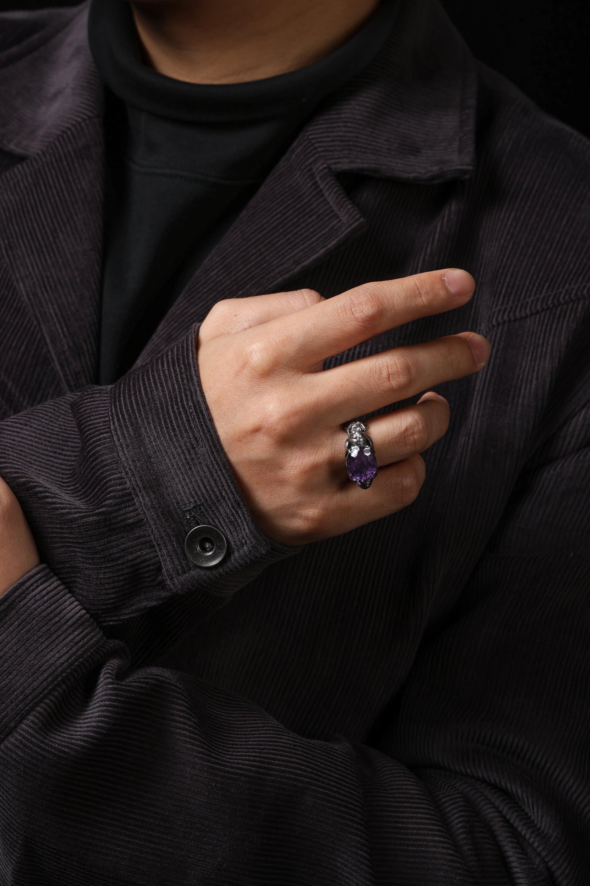 Buddha Trace Sterling Silver Falin Amethyst Ring Buddha Trace