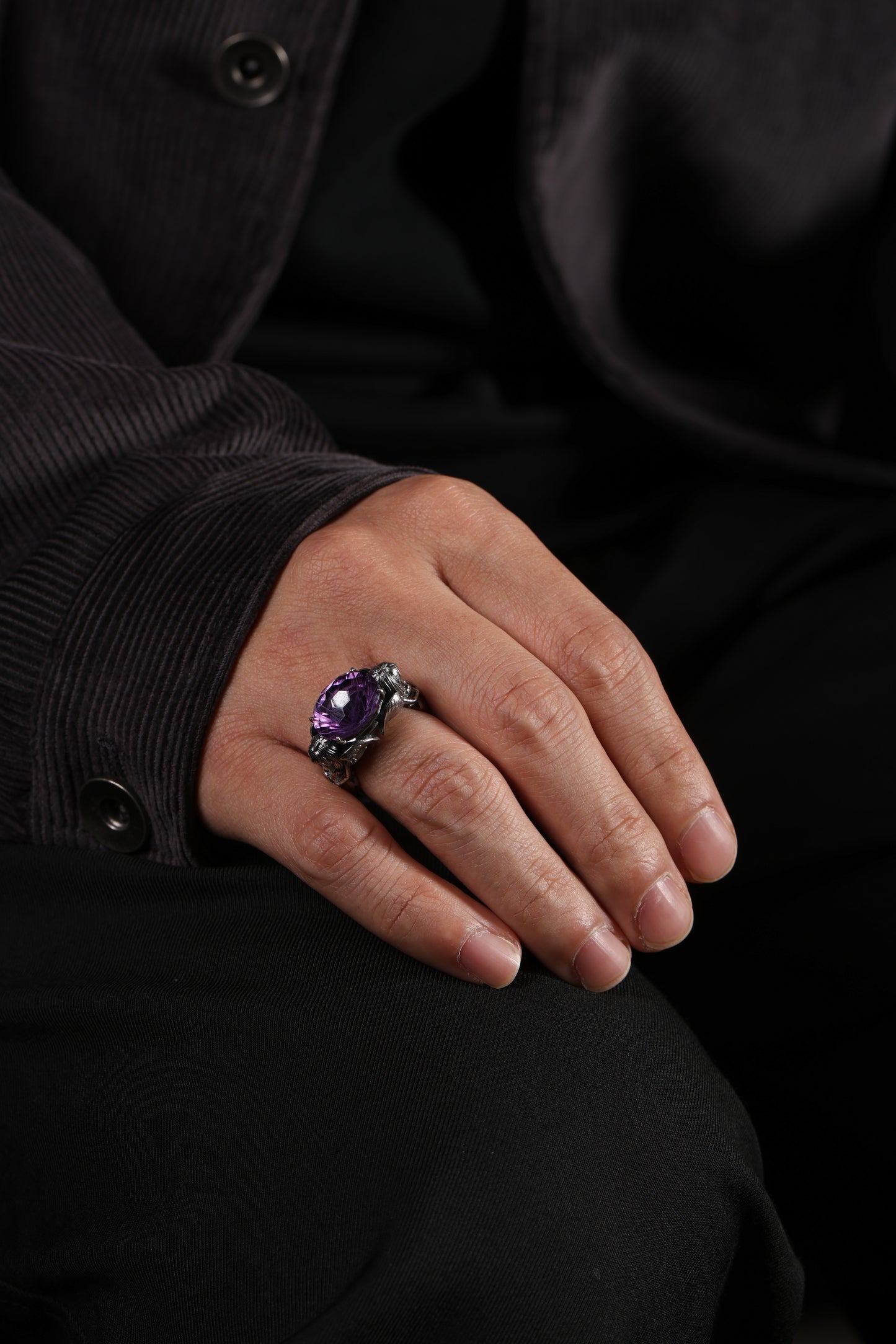 Buddha Trace Sterling Silver Falin Amethyst Ring Buddha Trace