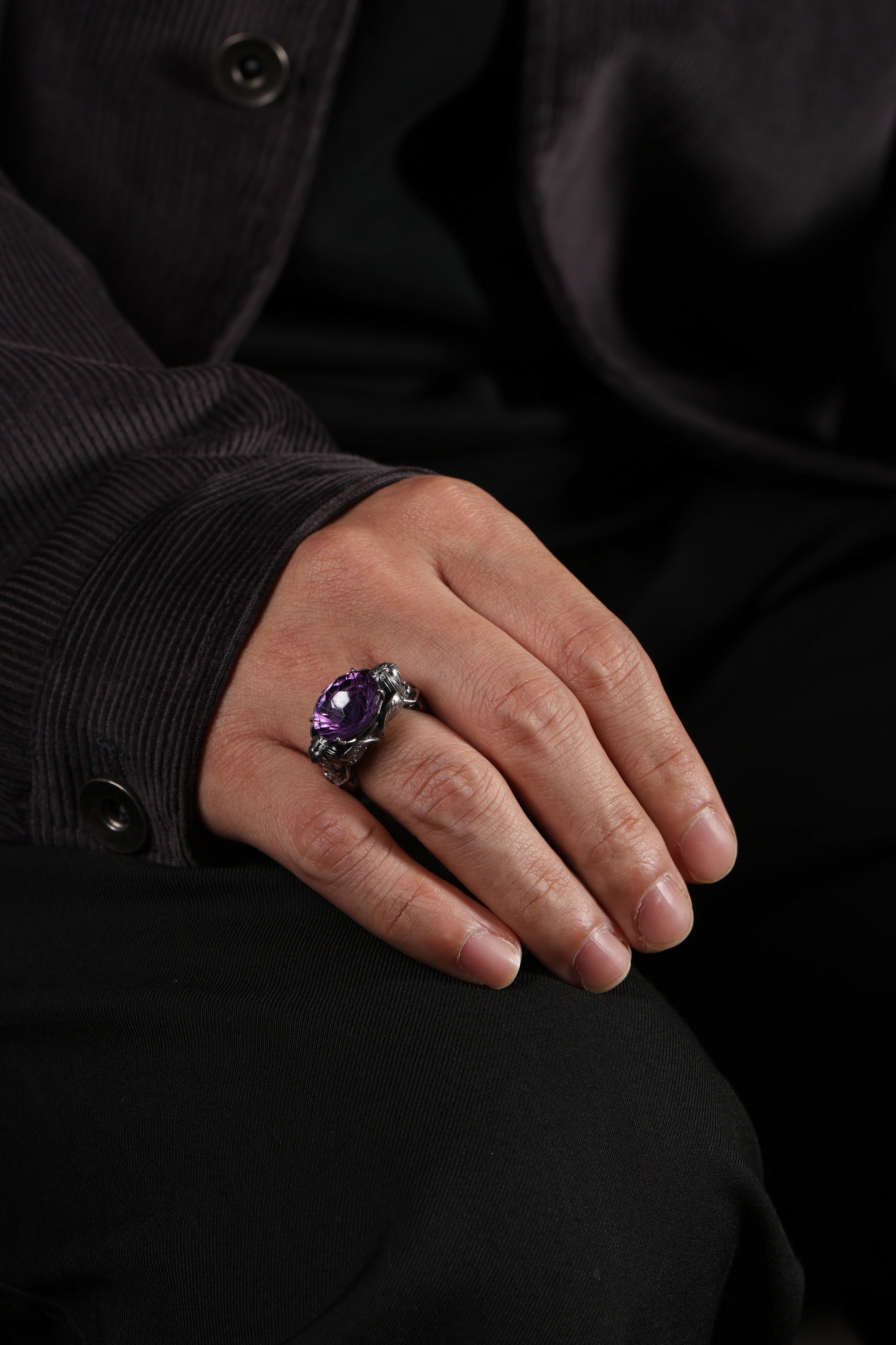 Buddha Trace Sterling Silver Falin Amethyst Ring Buddha Trace