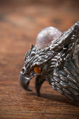 Sterling Silver Quartz Roc Ring Buddha Trace