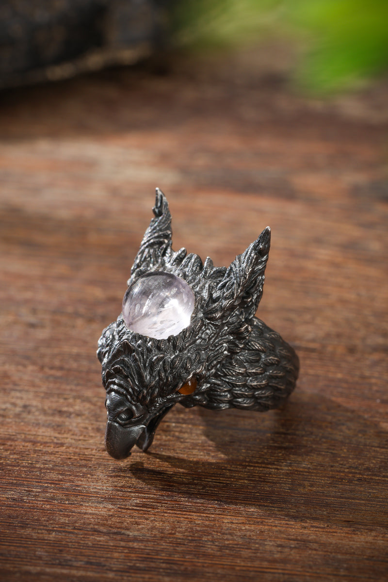 Sterling Silver Quartz Roc Ring Buddha Trace