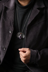 Sterling Silver Amethyst Sacred Beetle Pendant Buddha Trace