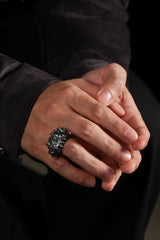 Sterling Silver Shark & Green Phantom Quartz Ring Buddha Trace