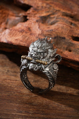 Sterling Silver Wukong Ring Buddha Trace