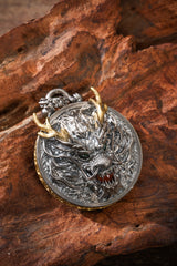 Sterling Silver & Copper Dragon Medallion Pendant Buddha Trace