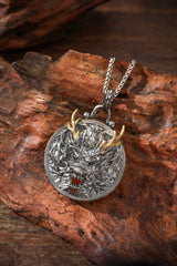 Sterling Silver & Copper Dragon Medallion Pendant Buddha Trace