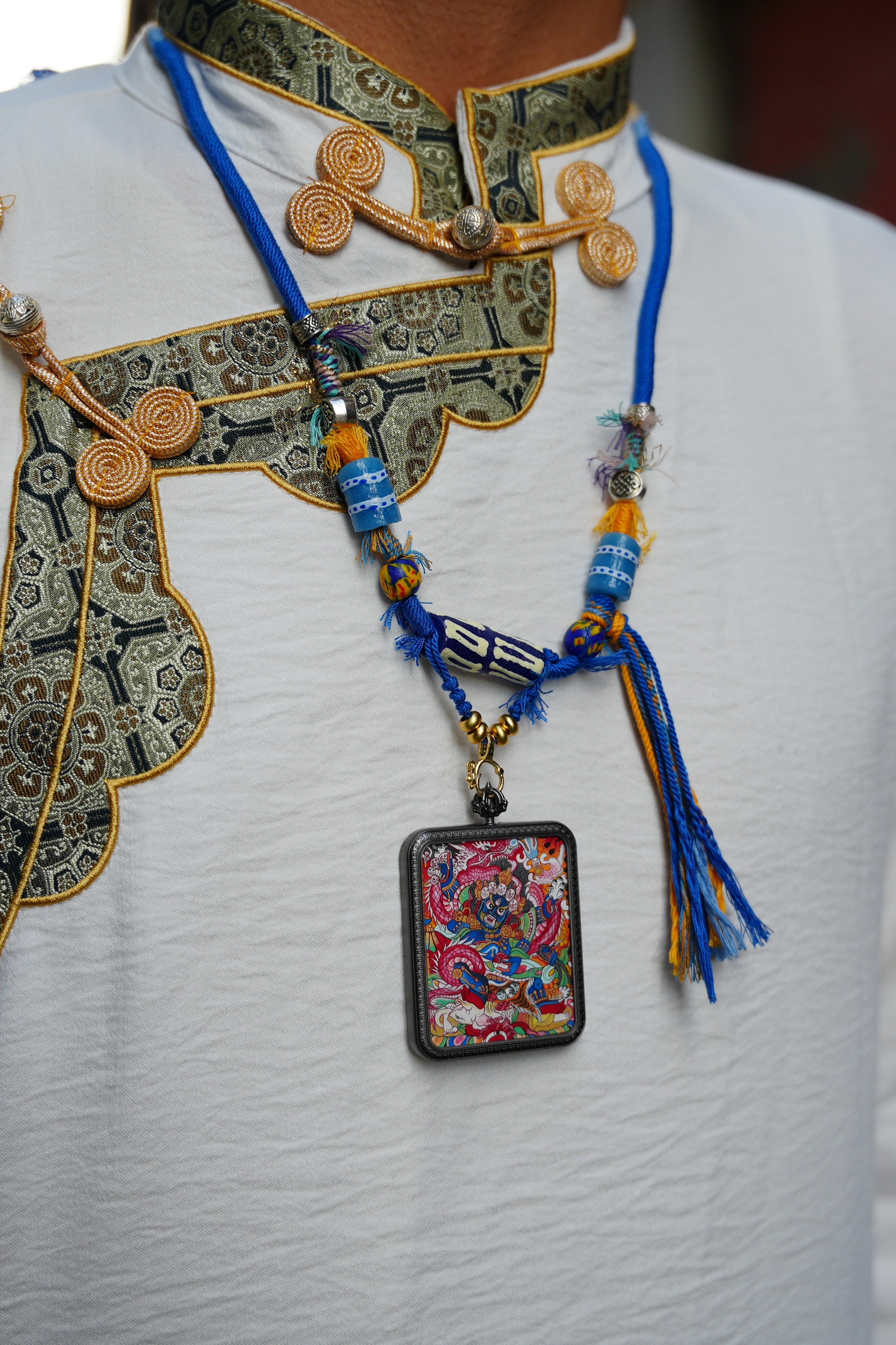 Buddha Trace Tibetan Colorful Vajrapani Thangka Buddha Trace