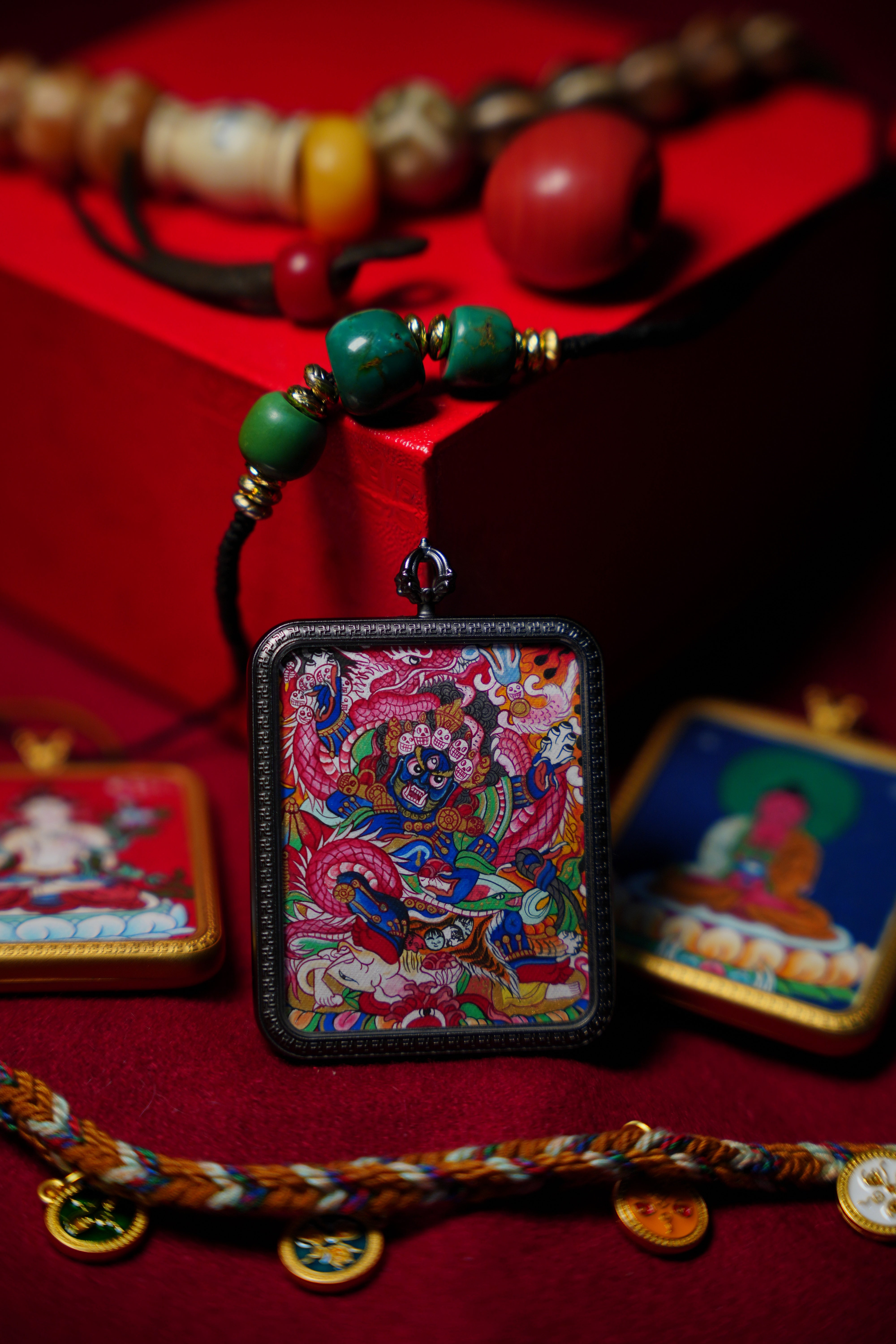 Buddha Trace Tibetan Colorful Vajrapani Thangka Buddha Trace