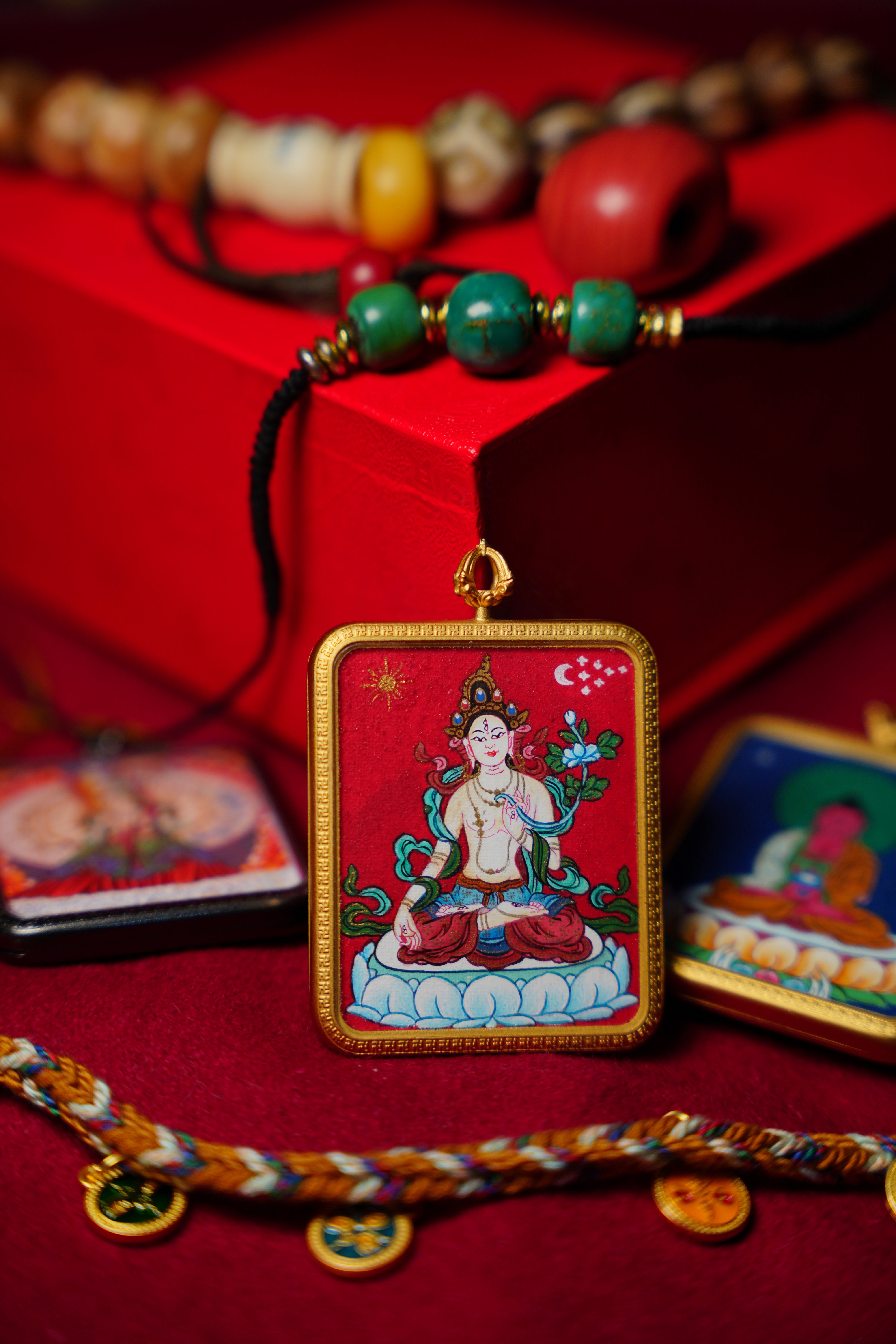 Buddha Trace Tibetan White Tara Thangka Buddha Trace