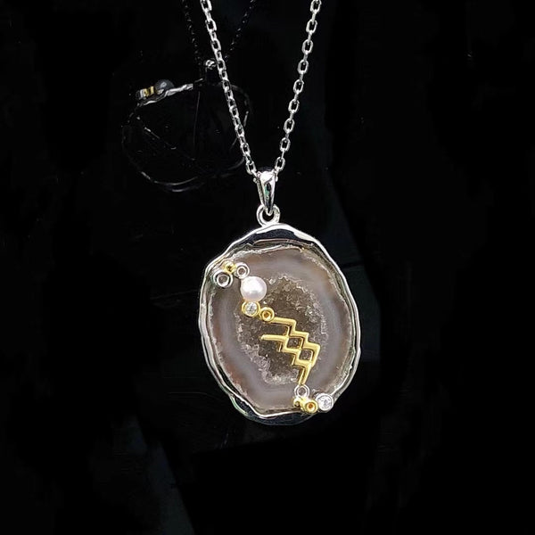 Aquarius Crystal Geode Pendant