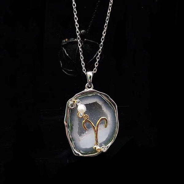 Aries Crystal Geode Pendant