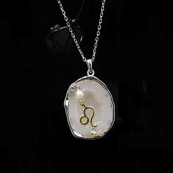 Leo Crystal Geode Pendant