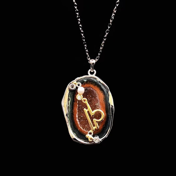 Libra Crystal Geode Pendant