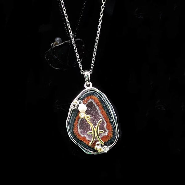 Pisces Crystal Geode Pendant