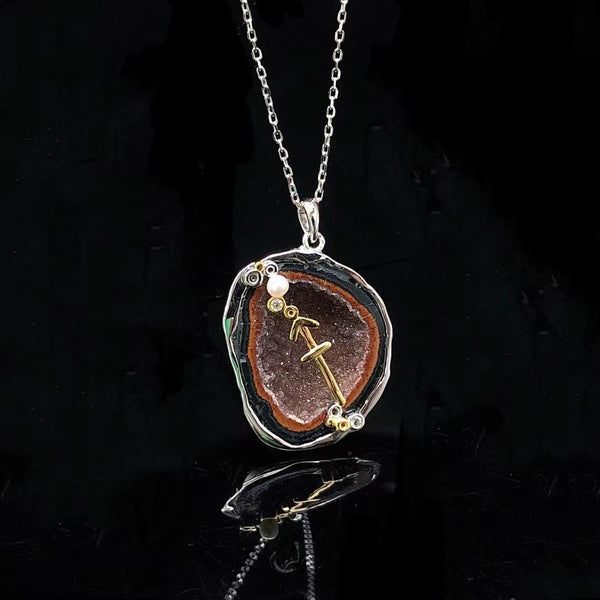 Sagittarius Crystal Geode Pendant