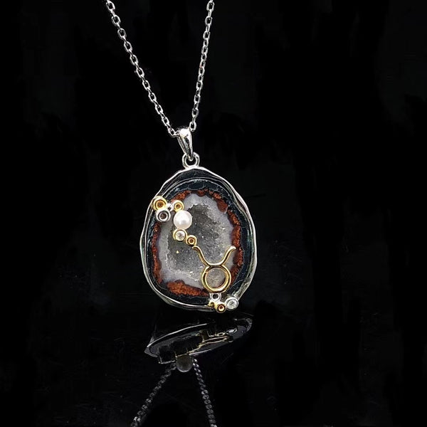 Taurus Crystal Geode Pendant
