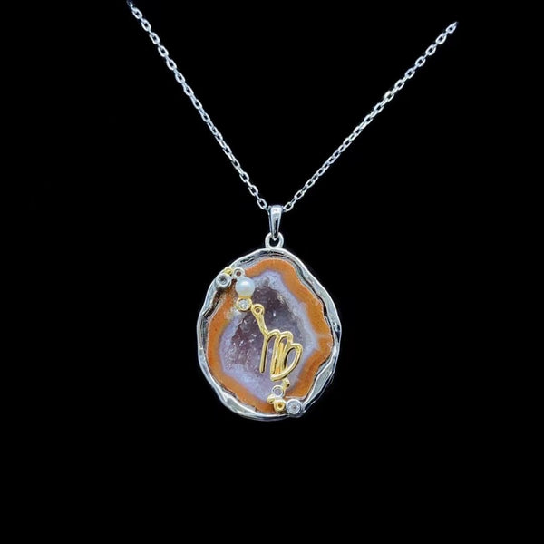 Virgo Crystal Geode Pendant