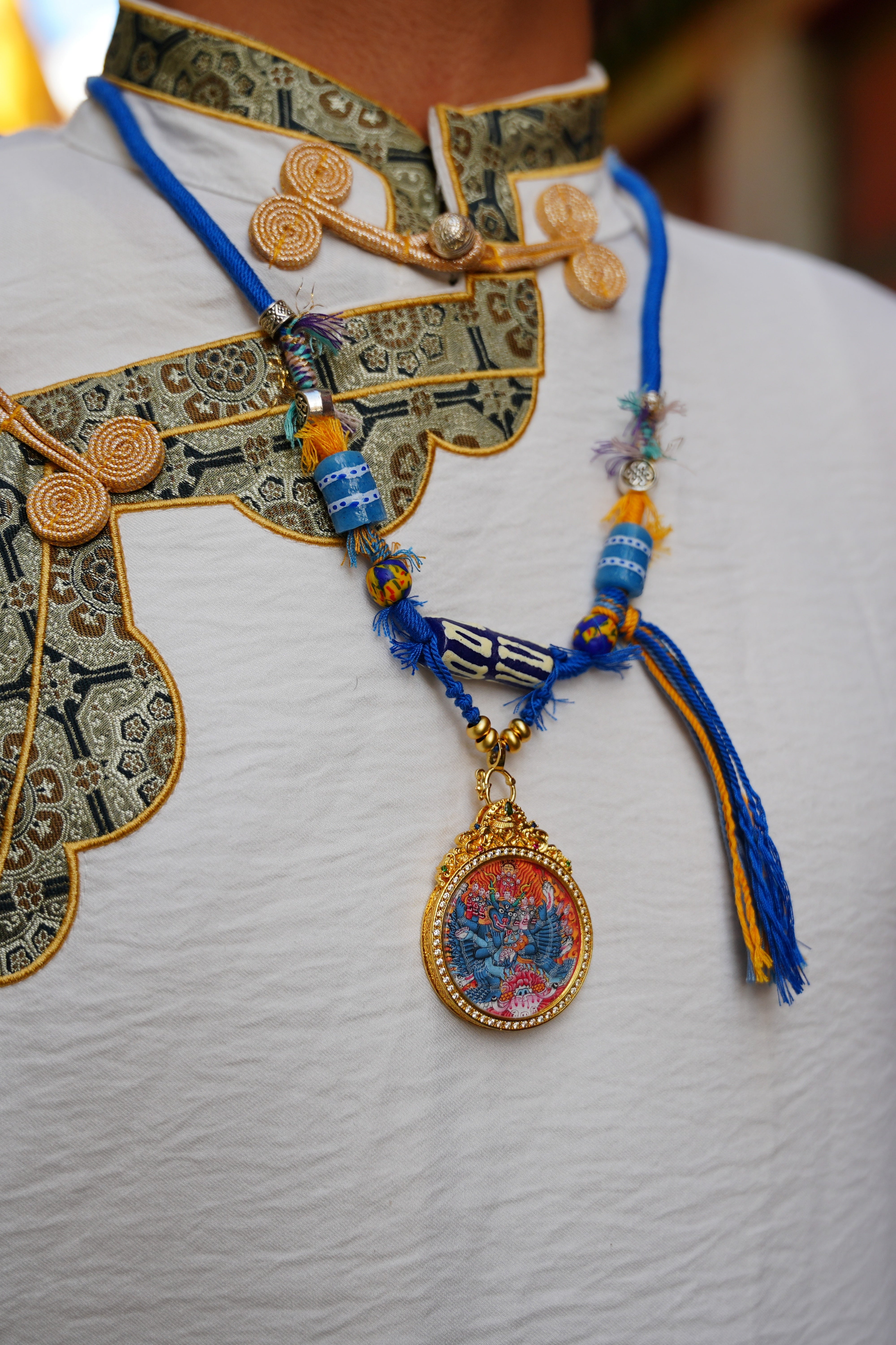 Buddha Trace Tibetan Yamantaka Gold Circular Thangka Buddha Trace